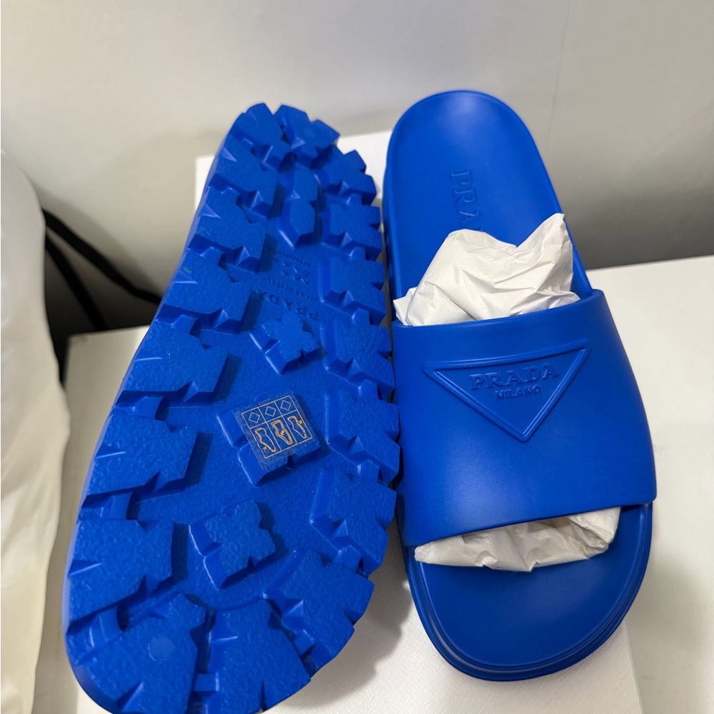 Prada Vibrant Blue Slide Sandals - Picture 4 of 4